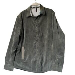SMASH XL Corduroy Snap Down Shirt Gray Long Sleeve Casual Men's Quilt Lined